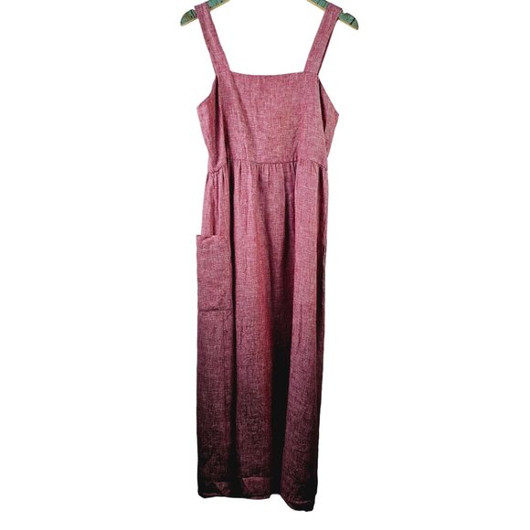 Rachel Zoe Red Linen Apron Style Button Front Dress, NWOT, Sz 8 - Picture 3 of 12